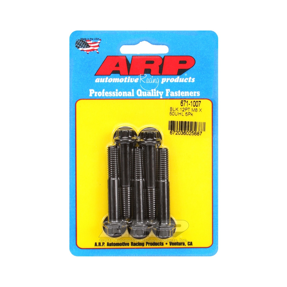 ARP Universal Bolt M8 x 1.25 - Black Oxyde 12 Pts x5 - ARP-671-1007 - 671-1007 - 3666618196510