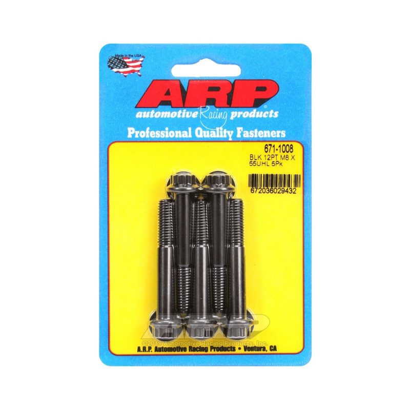 ARP Universal Bolt M8 x 1.25 - Black Oxyde 12 Pts x5 - ARP-671-1008 - 671-1008 - 3666618196527