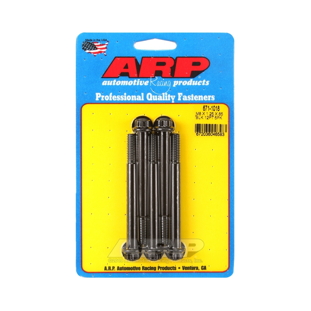 ARP Universal Bolt M8 x 1.25 - Black Oxyde 12 Pts x5 - ARP-671-1018 - 671-1018 - 3666618196626