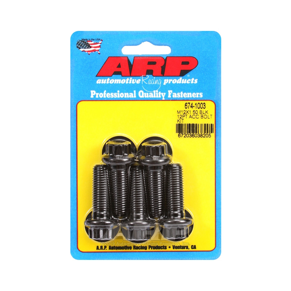 ARP Universal Bolt M12 x 1.50 - Black Oxyde 12 Pts x5 - ARP-674-1003 - 674-1003 - 3666618196909