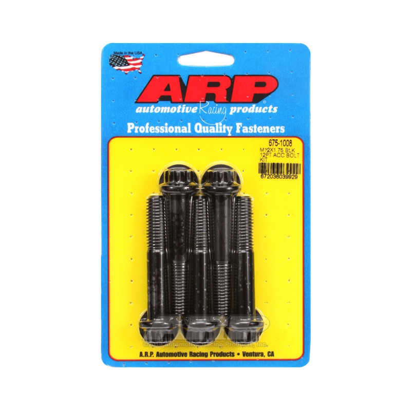 ARP Universal Bolt M12 x 1.75 - Black Oxyde 12 Pts x5 - ARP-675-1008 - 675-1008 - 3666618197067