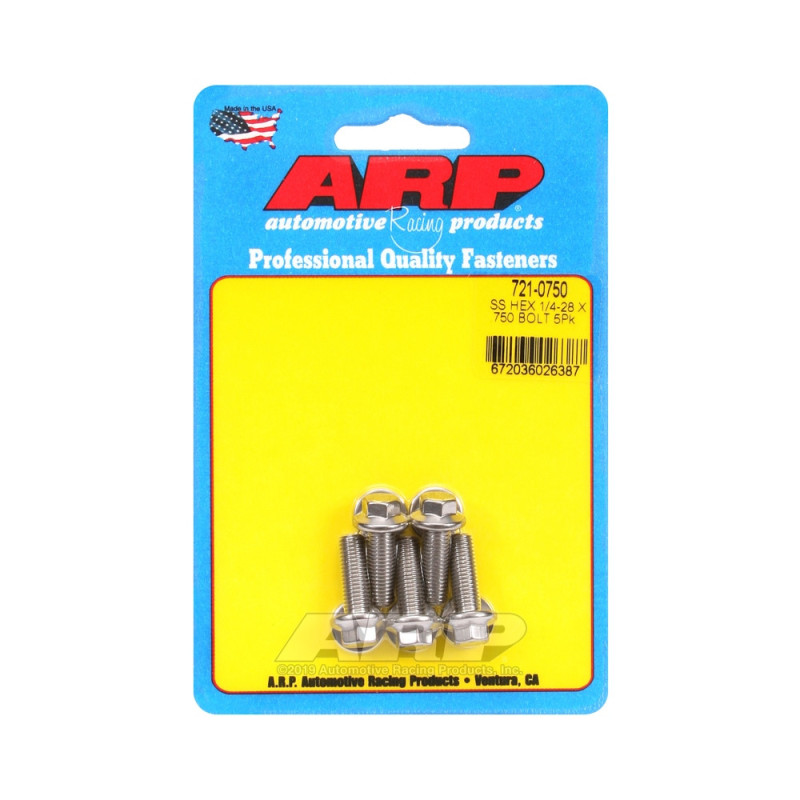 Universal Bolt ARP 1/4-28 - Stainless Hex x5 - ARP-721-0750 - 721-0750 - 3666618198286