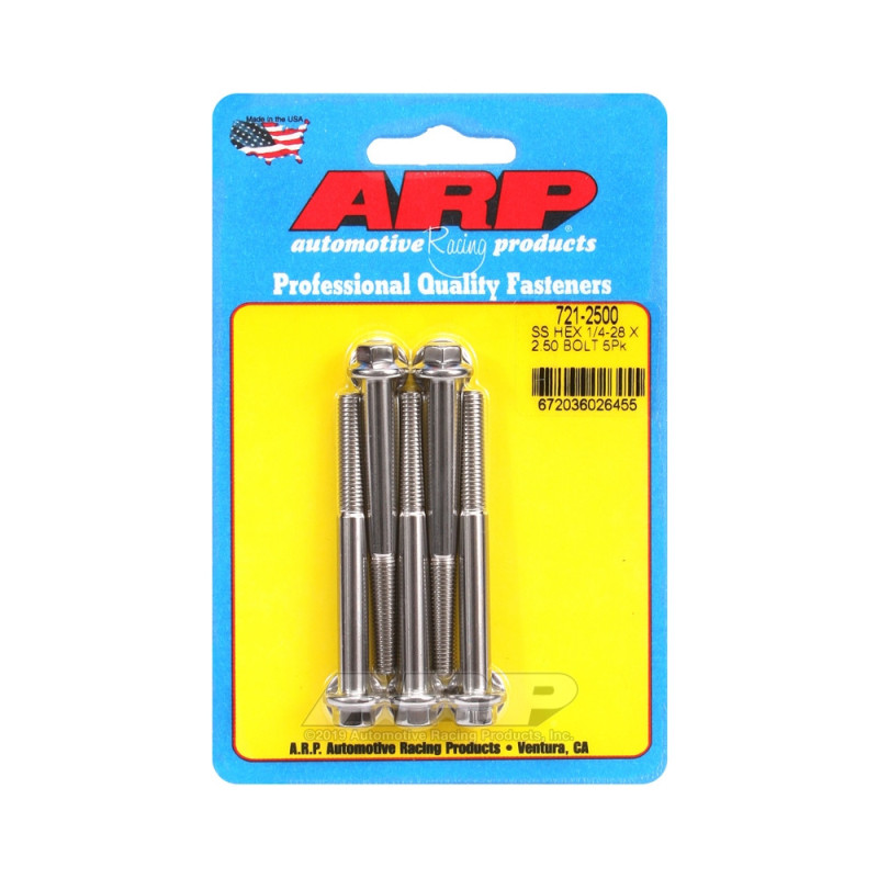 Universal Bolt ARP 1/4-28 - Stainless Hex x5 - ARP-721-2500 - 721-2500 - 3666618198354