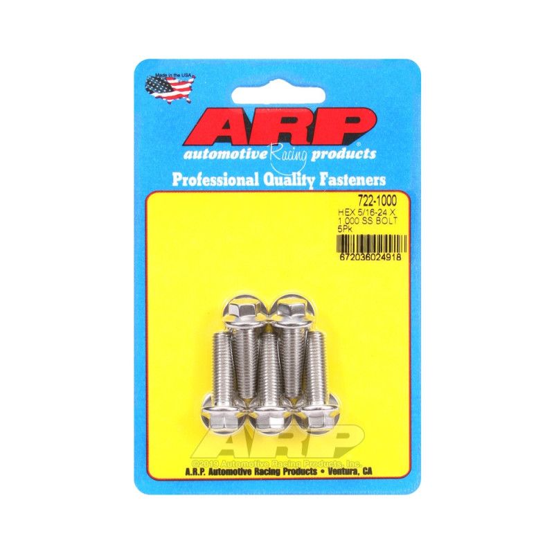 Universal Bolt ARP 5/16-24 - Stainless Hex x5 - ARP-722-1000 - 722-1000 - 3666618198460