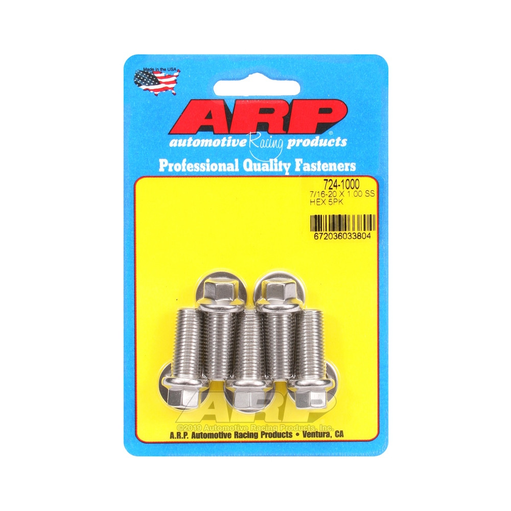 Universal Bolt ARP 7/16-20 - Stainless Hex x5 - ARP-724-1000 - 724-1000 - 3666618198828