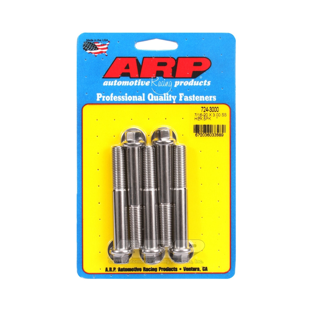 Universal Bolt ARP 7/16-20 - Stainless Hex x5 - ARP-724-3000 - 724-3000 - 3666618198903