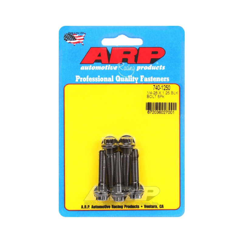ARP Universal Bolt 1/4-28 - Black Oxyde 12 Pts x5 - ARP-740-1250 - 740-1250 - 3666618199399