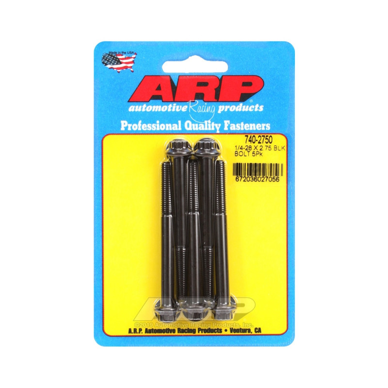 ARP Universal Bolt 1/4-28 - Black Oxyde 12 Pts x5 - ARP-740-2750 - 740-2750 - 3666618199450