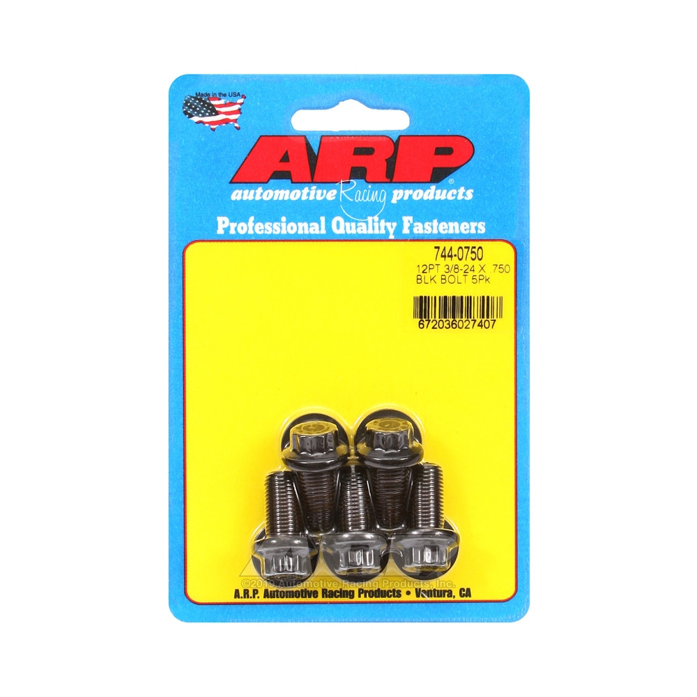 ARP Universal Head Bolt STD 3/8-24 - Black Oxide 12 Pts x5 - ARP-744-0750 - 744-0750 - 3666618200101