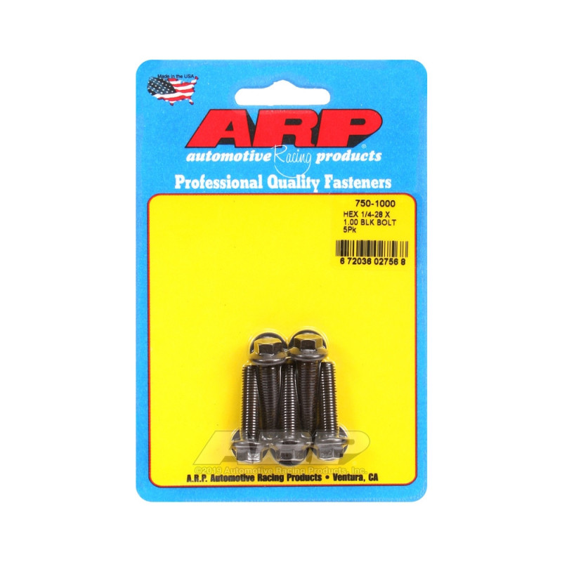ARP Universal Bolt 1/4-28 - Black Oxyde Hex x5 - ARP-750-1000 - 750-1000 - 3666618226651