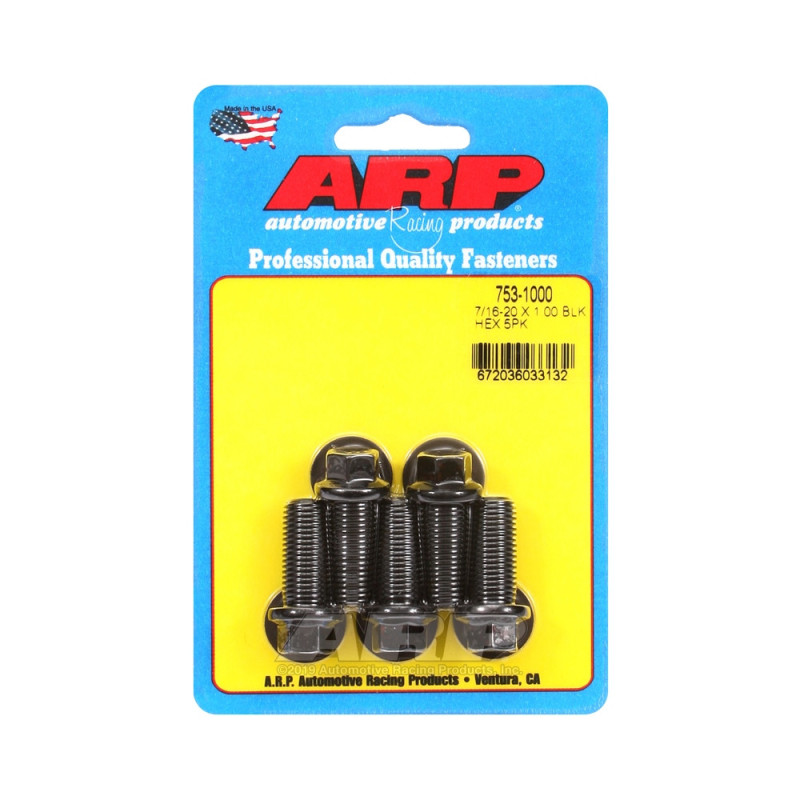 ARP Universal Bolt 7/16-20 - Black Oxyde Hex x5 - ARP-753-1000 - 753-1000 - 3666618227184