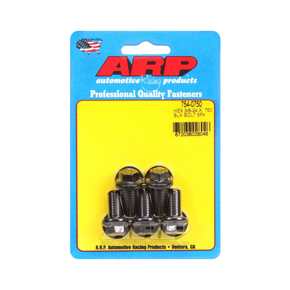 ARP Universal STD Head Bolt 3/8-24 - Black Oxide Hex x5 - ARP-754-0750 - 754-0750 - 3666618227351