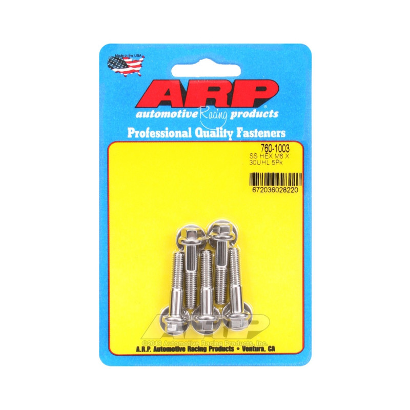 ARP Universal Bolt M6 x 1.00 - Stainless Hex x5 - ARP-760-1003 - 760-1003 - 3666618228174