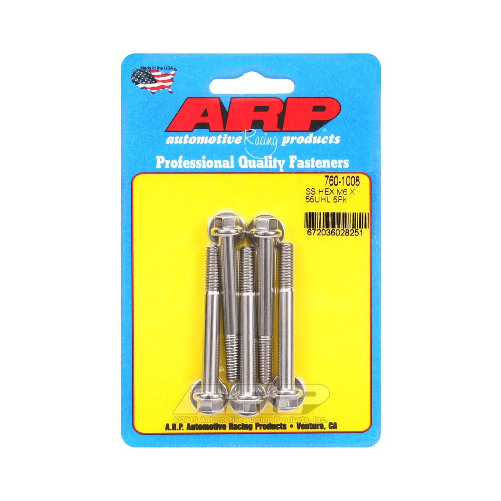 ARP Universal Bolt M6 x 1.00 - Stainless Hex x5 - ARP-760-1008 - 760-1008 - 3666618228228