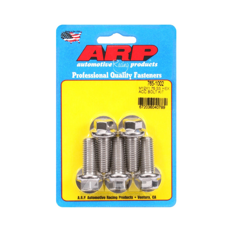 ARP Universal Bolt M12 x 1.75 - Stainless Hex x5 - ARP-765-1002 - 765-1002 - 3666618228891