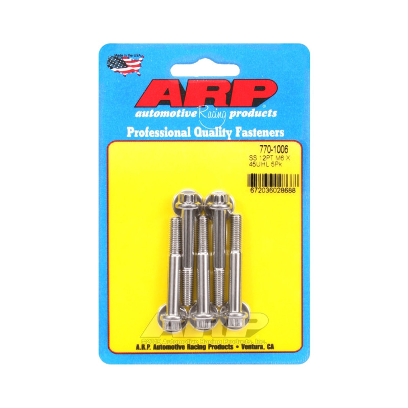 ARP Universal Bolt M6 x 1.00 - Stainless Steel 12 Pts x5 - ARP-770-1006 - 770-1006 - 3666618229041