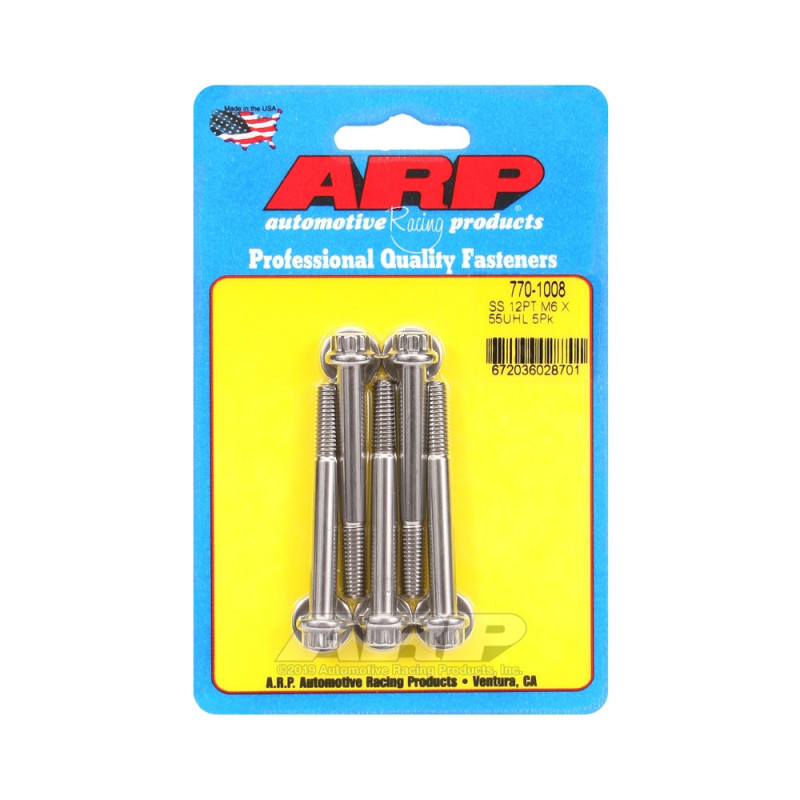 ARP Universal Bolt M6 x 1.00 - Stainless Steel 12 Pts x5 - ARP-770-1008 - 770-1008 - 3666618229065