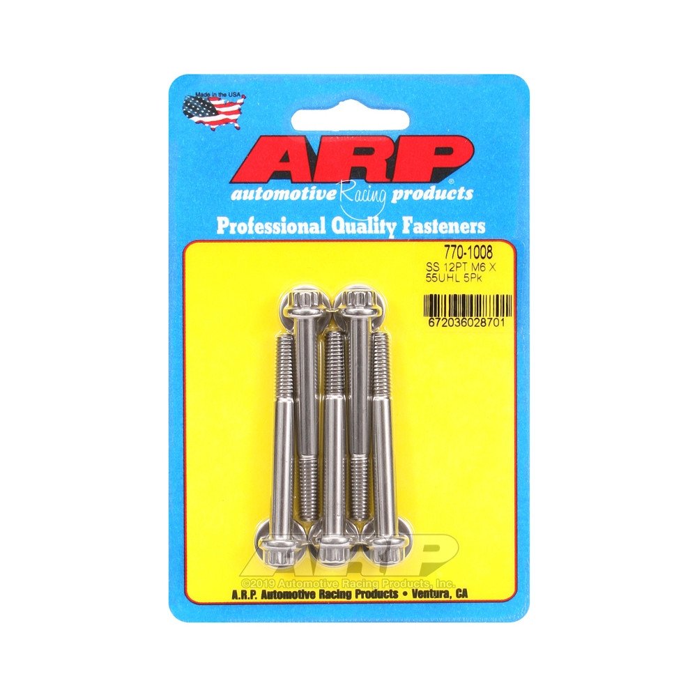 ARP Universal Bolt M6 x 1.00 - Stainless Steel 12 Pts x5 - ARP-770-1008 - 770-1008 - 3666618229065