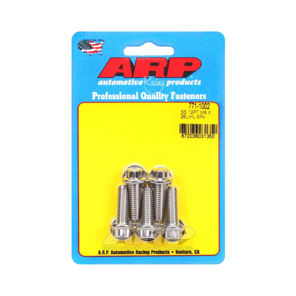 ARP Universal Bolts M8 x 1.25 - Stainless Steel 12 Pts x5 - ARP-771-1002 - 771-1002 - 3666618229188