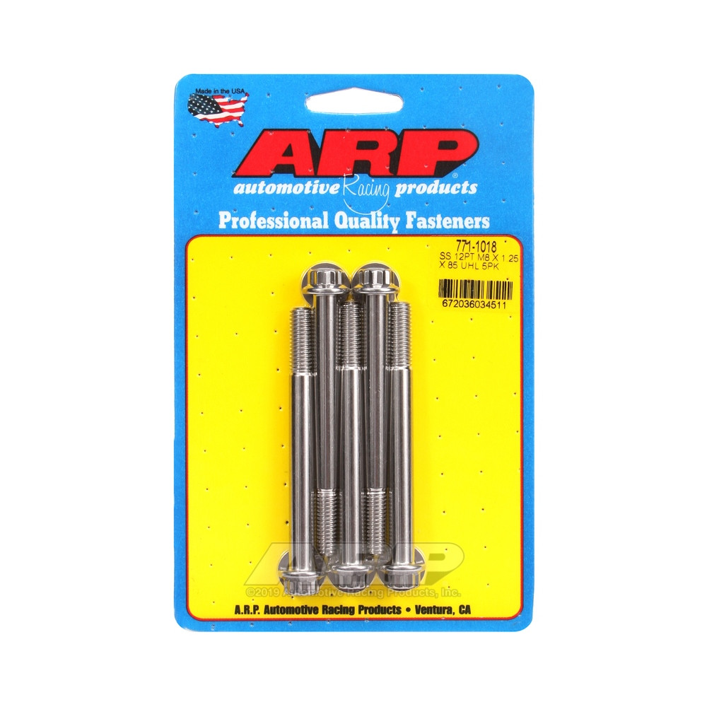 Set de șuruburi și piulițe universale ARP M8 x 1,25 – Oțel inoxidabil, 12 bucăți x 5 - ARP-771-1018 - 771-1018 - 3666618229348