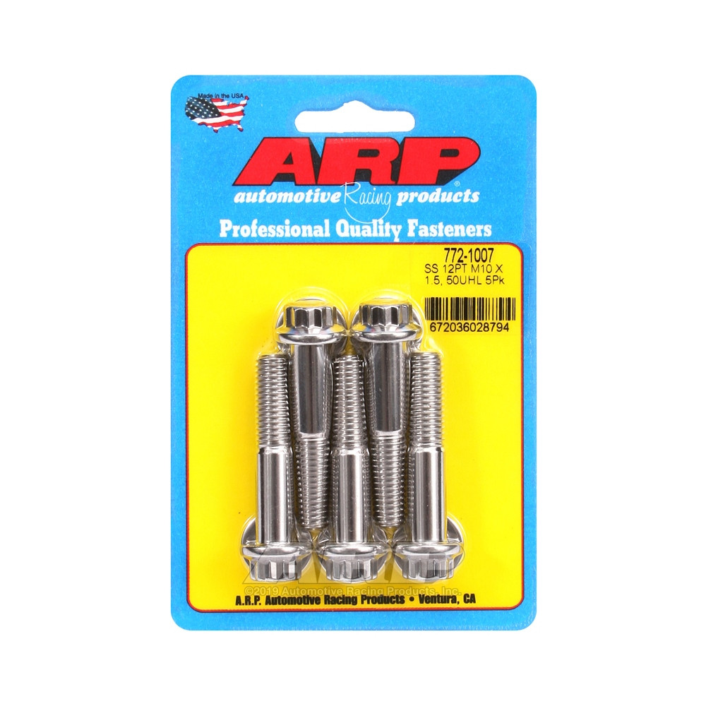 Set de șuruburi și piulițe universale ARP M10 x 1,50 – Oțel inoxidabil, 12 bucăți x 5 - ARP-772-1007 - 772-1007 - 3666618229423