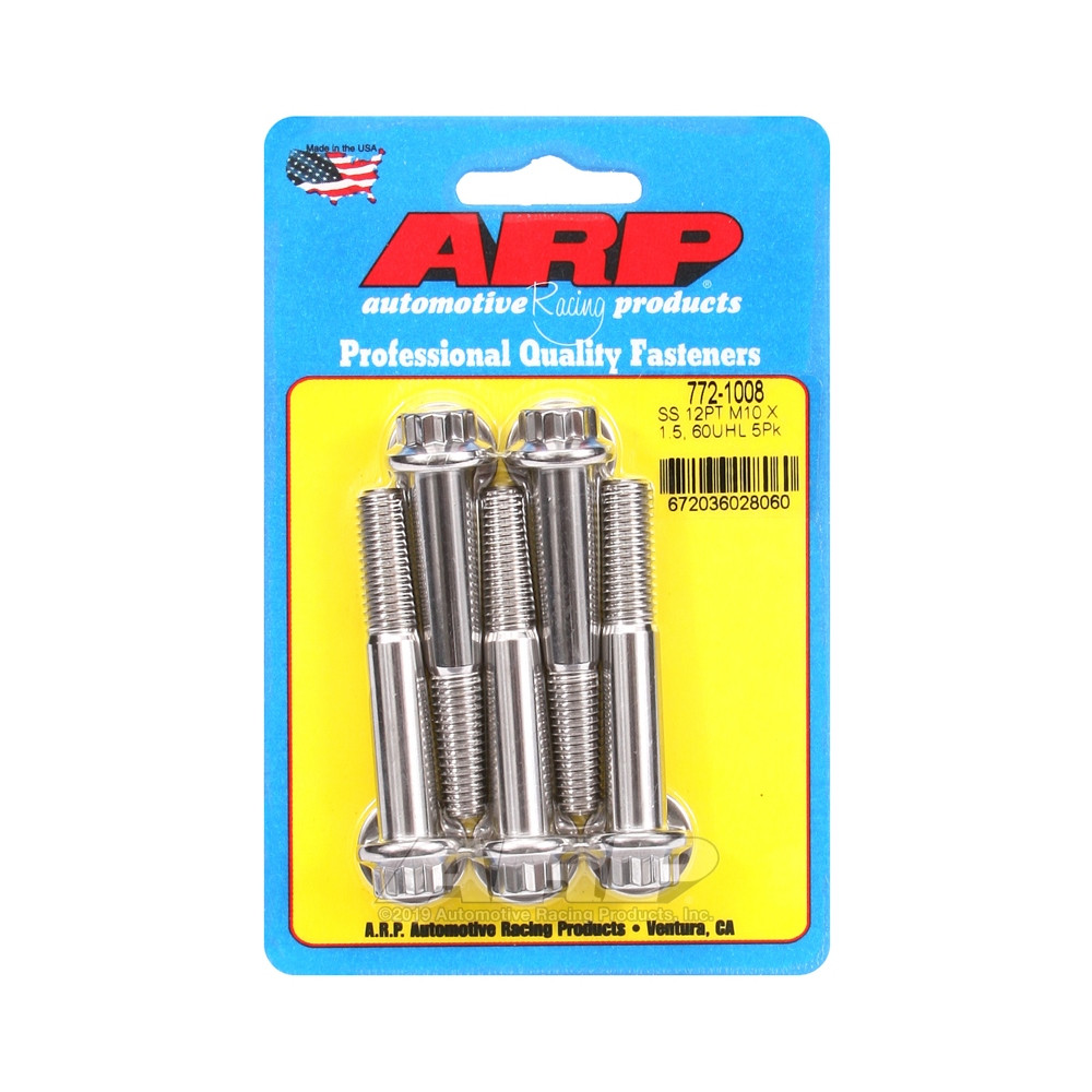 ARP Universal Bolt M10 x 1.50 - Stainless Steel 12 Pts x5 - ARP-772-1008 - 772-1008 - 3666618229430