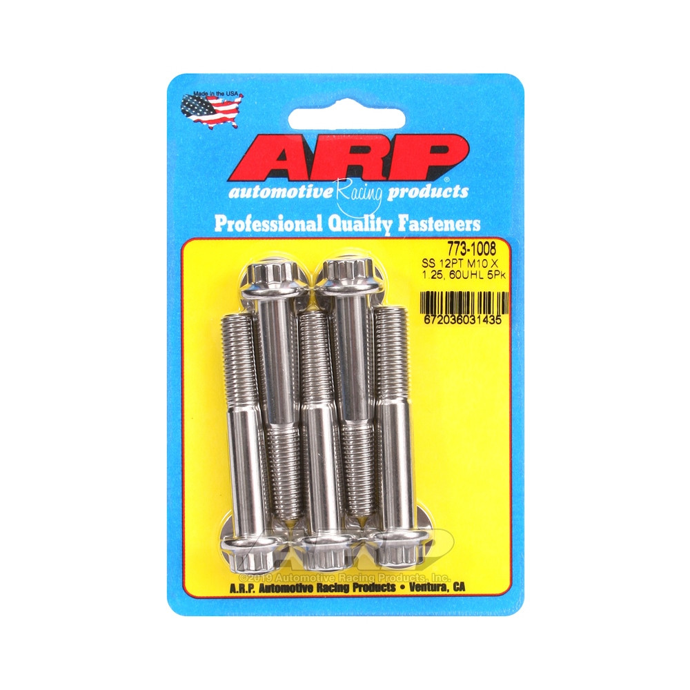ARP Universal Bolt M10 x 1.25 - Stainless Steel 12 Pts x5 - ARP-773-1008 - 773-1008 - 3666618229560