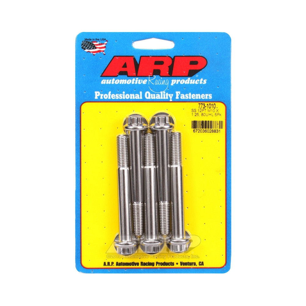 ARP Universal Bolt M10 x 1.25 - Stainless Steel 12 Pts x5 - ARP-773-1010 - 773-1010 - 3666618229584