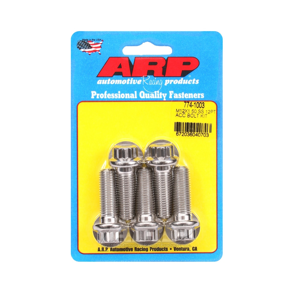 Set de șuruburi și piulițe universale ARP M12 x 1,50 – Oțel inoxidabil, 12 bucăți x 5 - ARP-774-1003 - 774-1003 - 3666618229638