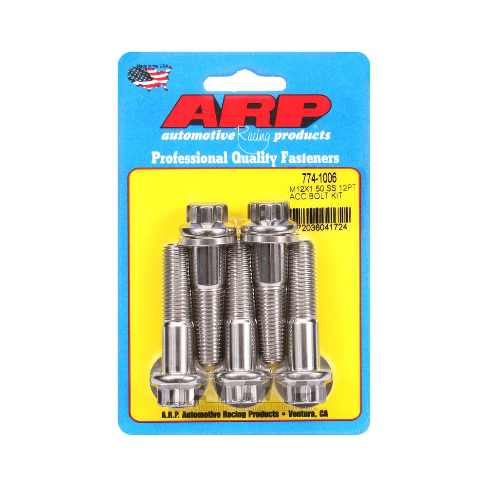 Set de șuruburi și piulițe universale ARP M12 x 1,50 – Oțel inoxidabil, 12 bucăți x 5 - ARP-774-1006 - 774-1006 - 3666618229669