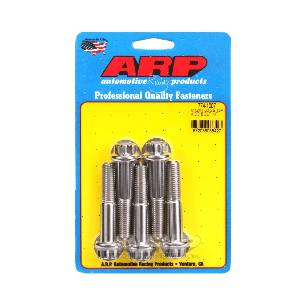 Set de șuruburi și piulițe universale ARP M12 x 1,50 – Oțel inoxidabil, 12 bucăți x 5 - ARP-774-1007 - 774-1007 - 3666618229676
