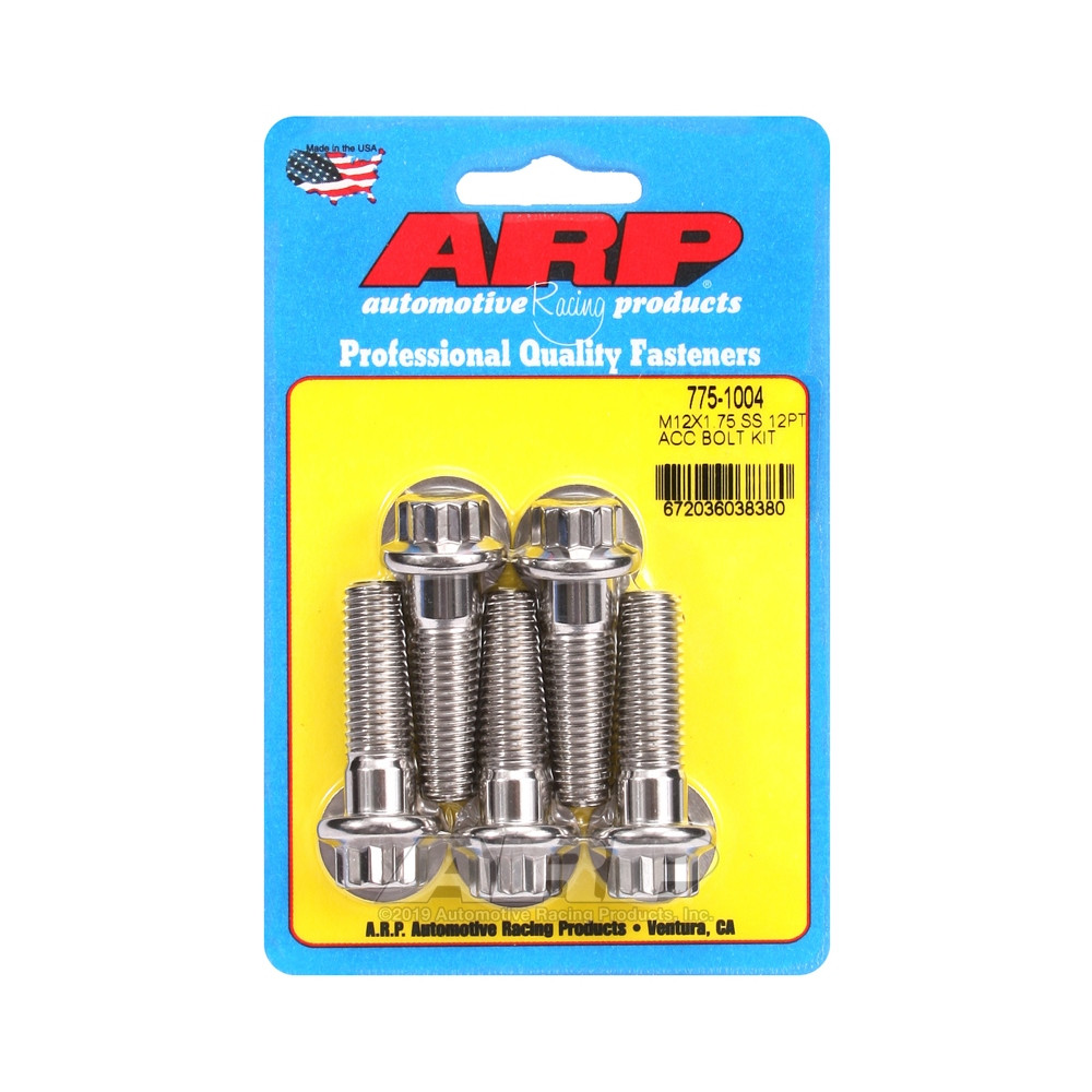 Set de șuruburi și piulițe universale ARP M12 x 1,75 – Oțel inoxidabil, 12 bucăți x 5 - ARP-775-1004 - 775-1004 - 3666618229751
