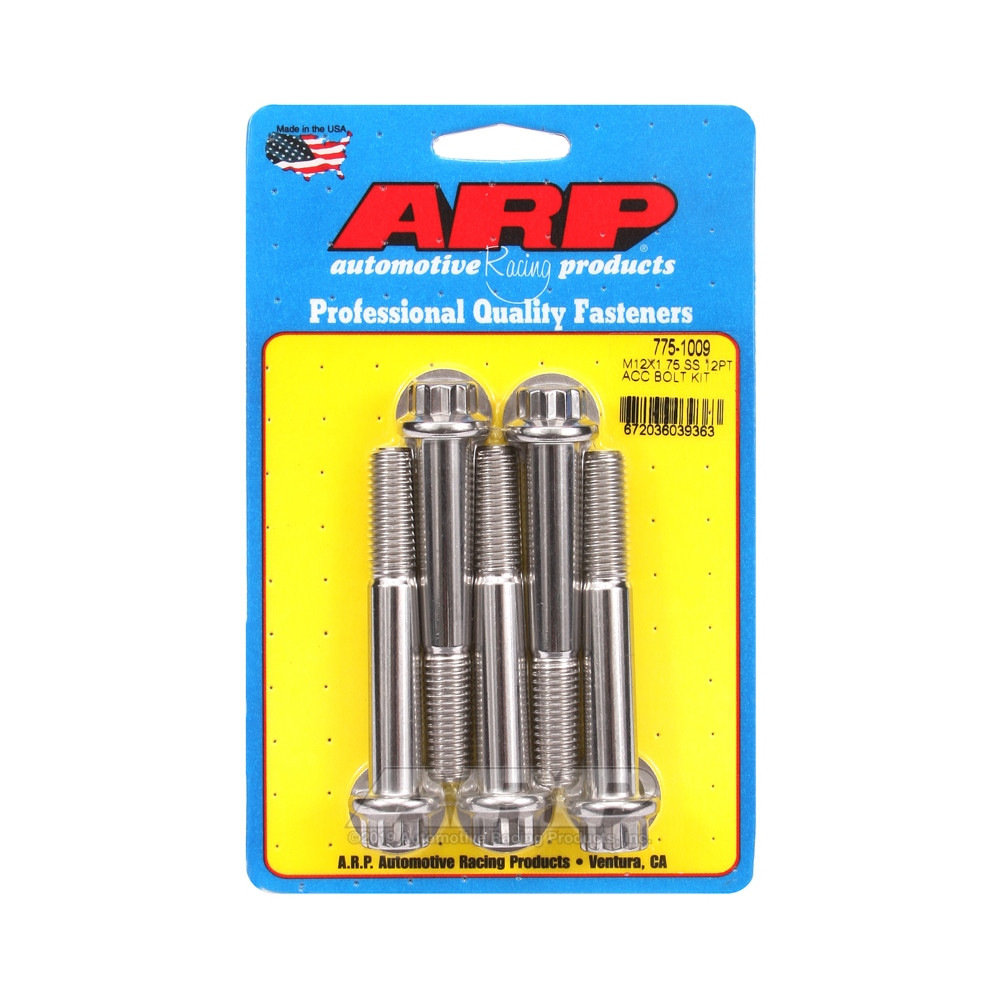 Set de șuruburi și piulițe universale ARP M12 x 1,75 – Oțel inoxidabil, 12 bucăți x 5 - ARP-775-1009 - 775-1009 - 3666618229805