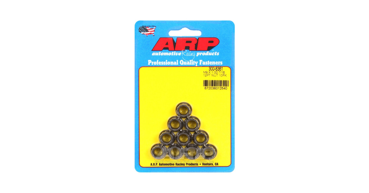 Confezione dadi ARP (10) M9 x 1,00 - Nero Oxyde 12 pz.