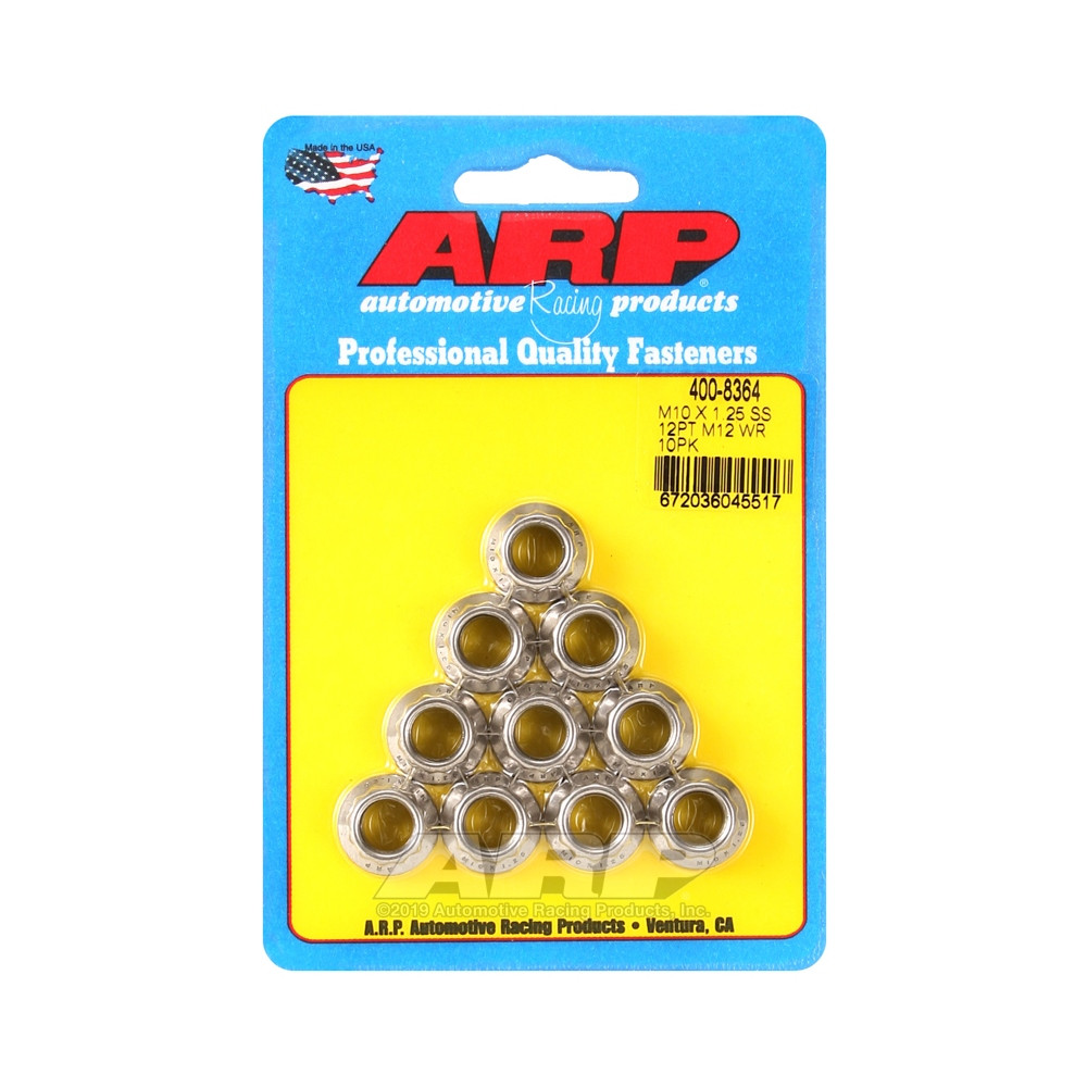 Set moeren ARP (10) M10 x 1,25 - Roestvast staal 12 stuks - ARP-400-8363 - 400-8363 - 3666618225111