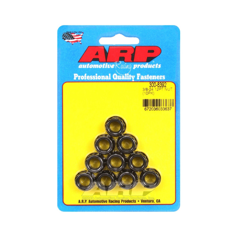 Pack ARP Nuts (10) 3/8-24 - Black Oxyde 12 pts - ARP-300-8392 - 300-8392 - 3666618223995