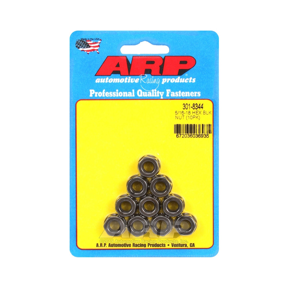ARP Nuts Pack (10) 5/16-18 - Black Oxyde Hex - ARP-301-8344 - 301-8344 - 3666618224466
