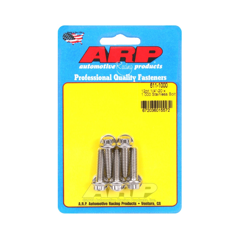 ARP Universal Bolt 1/4-20 - Stainless Steel 12 Pts x5 - ARP-611-1000 - 611-1000 - 3666618170688