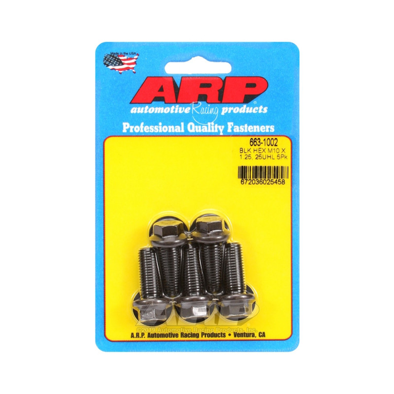 Bullone universale ARP M10 x 1,25 - Esagono ossidato nero x5 - ARP-663-1002 - 663-1002 - 3666618195964