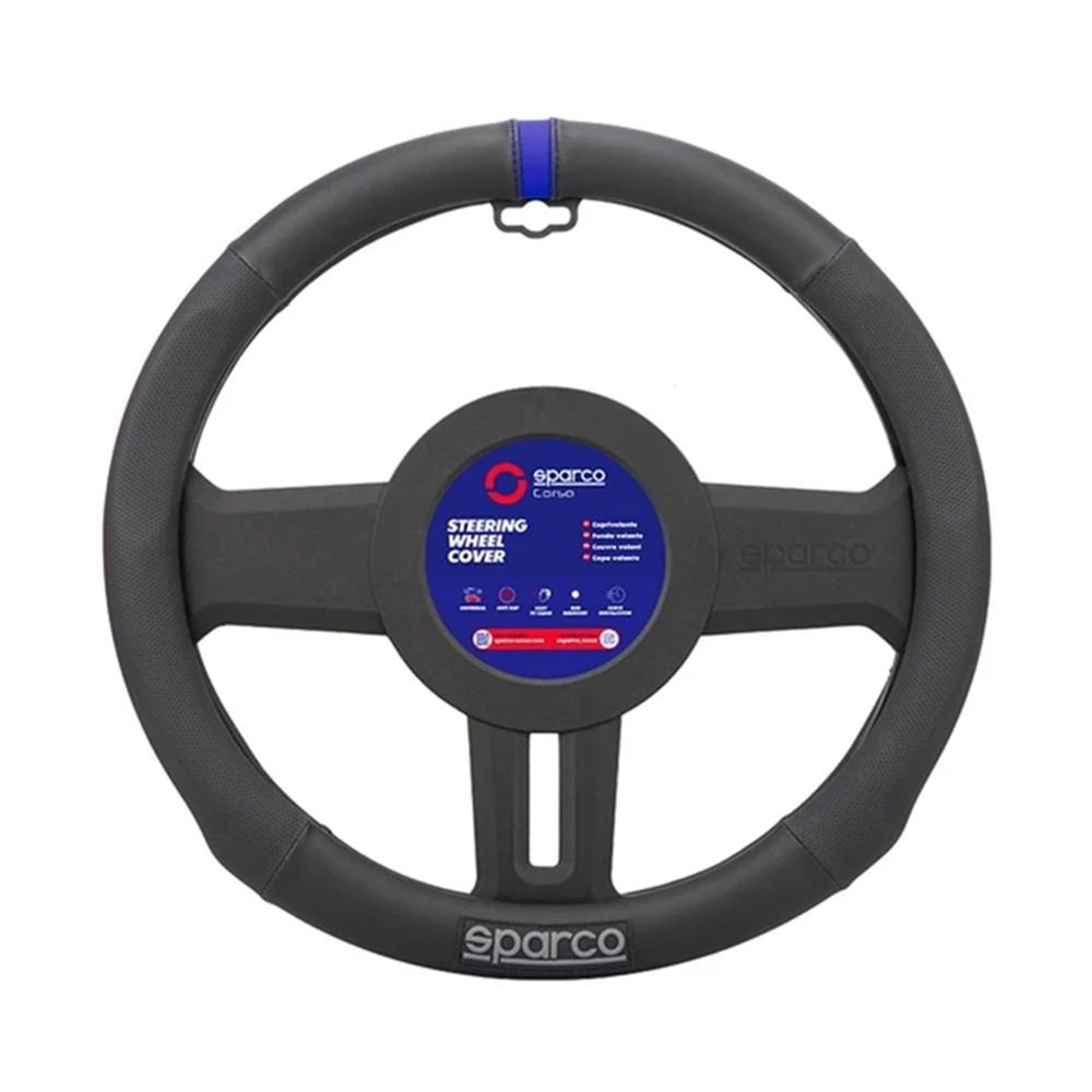 Zwarte stuurwielhoes met blauwe bies SPARCO Ø37,5cm - LI-SPS136BL - SPS136BL - 6922516336616