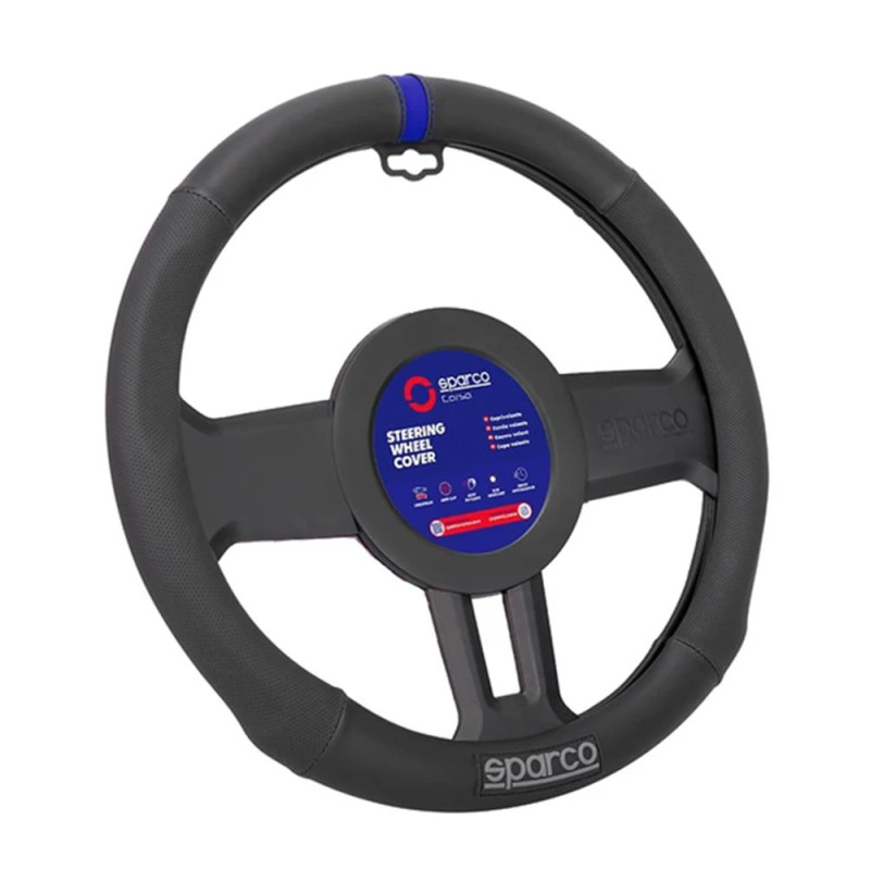 Zwarte stuurwielhoes met blauwe bies SPARCO Ø37,5cm - LI-SPS136BL - SPS136BL - 6922516336616