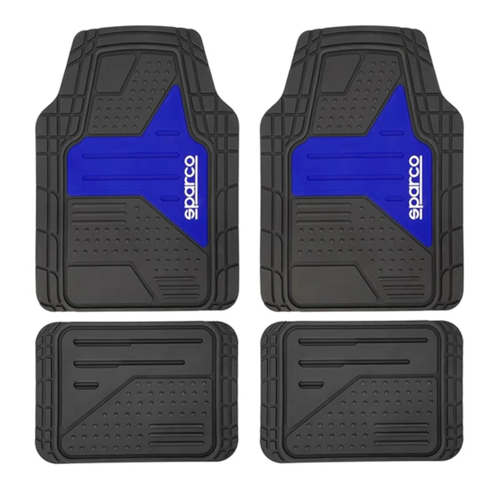 Jeu de 4 tapis PVC SPARCO gris/ bleu (av 65x49cm / ar 32x46cm) - LI-SPF511BL - SPF511BL - 6922516334131