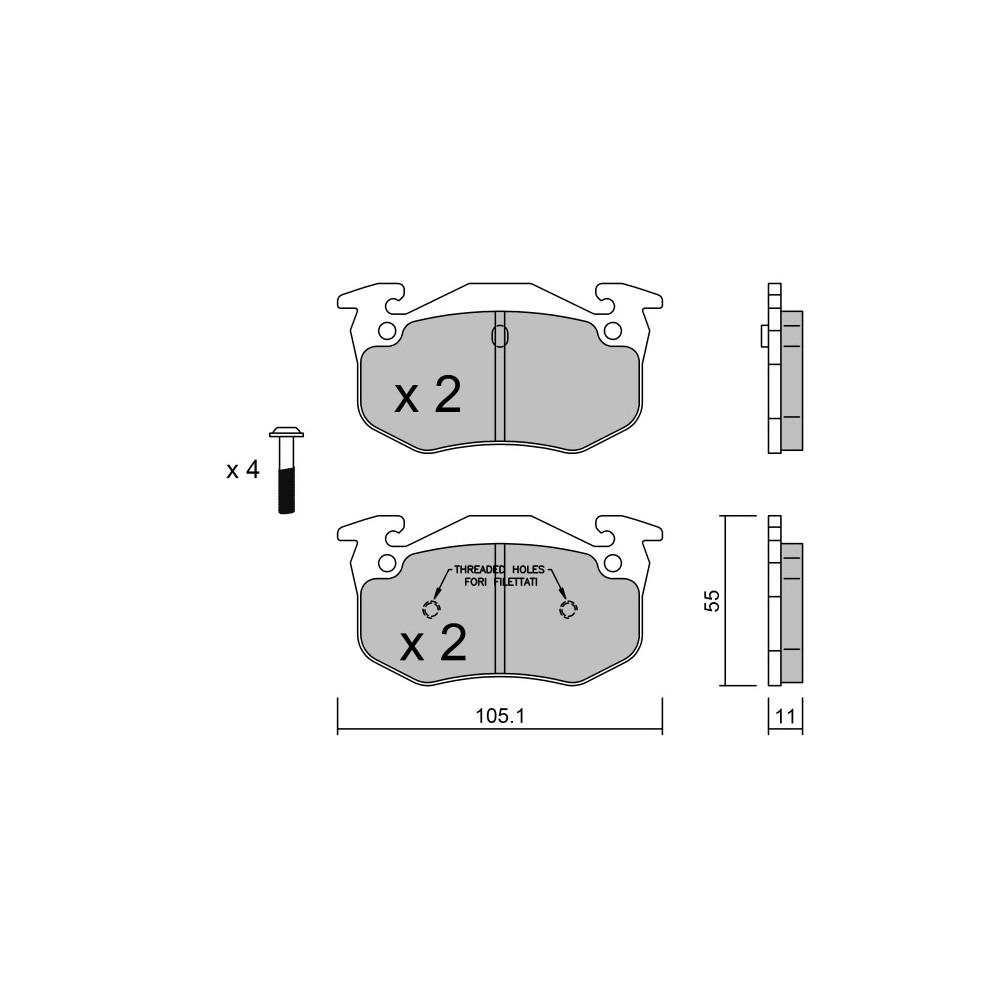 Pastiglie freno posteriori GT2i Race per RENAULT Clio I 1.8i 16V Gr N - Pinze freno Bendix - GT-PR0401T - 3666618560342
