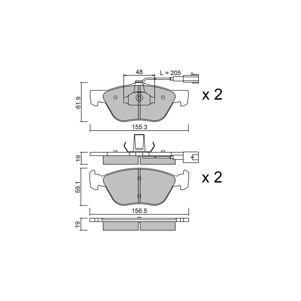 GT2i Race Front brake pads for ALFA ROMEO 145 / 146 1.8i 16V TS, 2.0i 16V TS Gr N - Brake calipers Ate - GT-PR0850T - 3666618561127