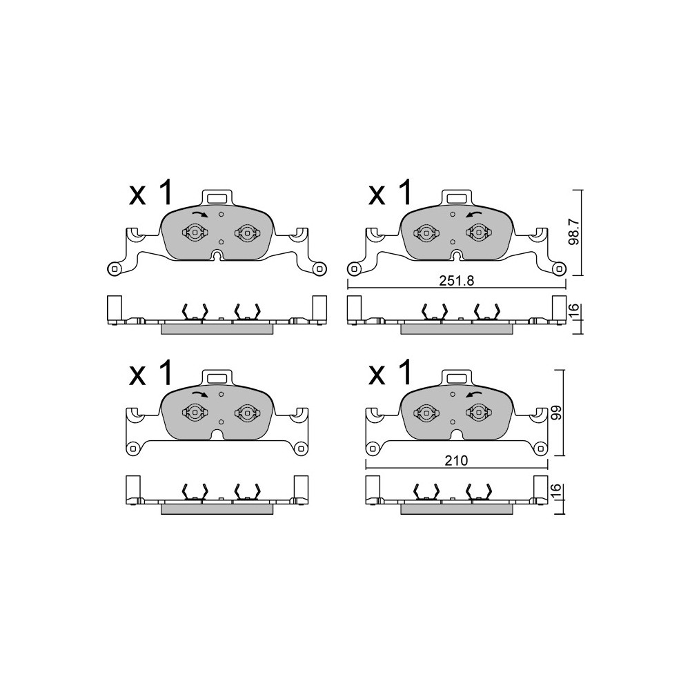 GT2i Race Rear brake pads for AUDI A4 - A4 Quattro (8W) 2.0i TFSI, 2.0 TDI, 3.0 TDI 2015- - Brake calipers Ate  - GT-PR11260T - 3666618560113