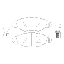Pastiglie freno anteriori GT2i Race per PEUGEOT 206 1.1i, 1.4i, 1.6i, 1.9 D 1998-08 - Pinze freno Bosch 