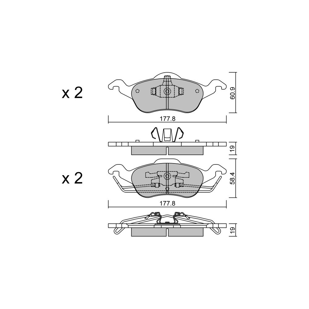 GT2i Race Rear brake pads for FORD Focus 1.8i 16V, 2.0i 16V 1998-04 - Brake calipers Ate  - GT-PR3000T - 3666618559810