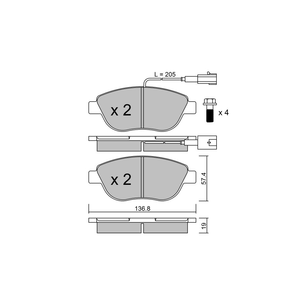 GT2i Race Rear brake pads for ABARTH 500 / 500 C 1.4i 16V T-Jet 595 Abarth 160 hp 2008- - Brake calipers Bosch  - GT-PR3313T - 3666618560298