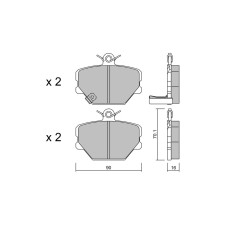 GT2i Race Avant remblokken voor SMART Fortwo 0.6i Turbo, 0.7i Turbo, 0.8 CDi, 1.0i, 1.0i Turbo, Brabus 1998-14 - Remklauw