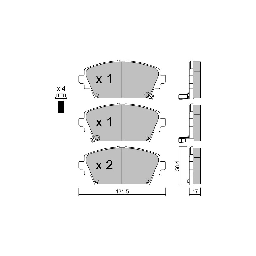 GT2i Race Front brake pads for MG ZR 160 1.8i 16V Gr N - Brake calipers Girling - GT-PR4801T - 3666618560748